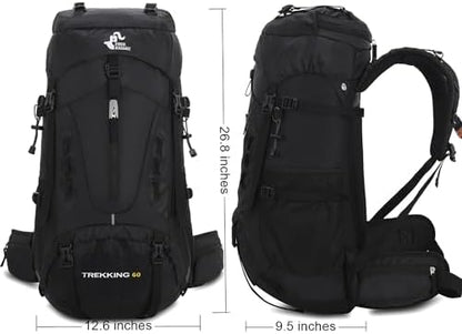 Bseash 60L Waterproof Lightweight Hiking Backpack with Rain Cover,Outdoor Sport Travel Daypack for Climbing Camping Touring