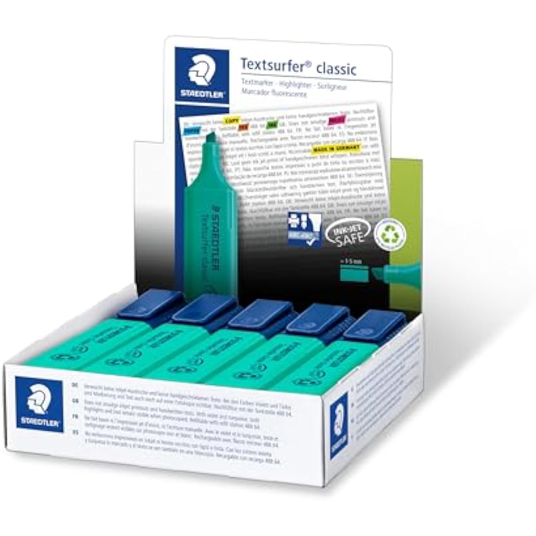 STAEDTLER 364-35 Textsurfer Classic Highlighter - Turquoise (Box of 10)