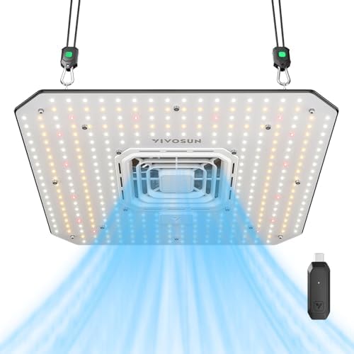 VIVOSUN LED Grow Lamp 100 W Full Spectrum Plant Lamp with Integrated Circulation Fan Grow Light Compatible with App, AeroLight A100SE with GrowHub Controller E25 for 60 x 60 cm Grow Tent