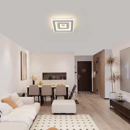 Comely Modern Square LED Ceiling Light, 52W 5850LM Acrylic LED Ceiling Lamp, White Chandelier for Bedroom, Living Room Natural Light 4500K, 40cm