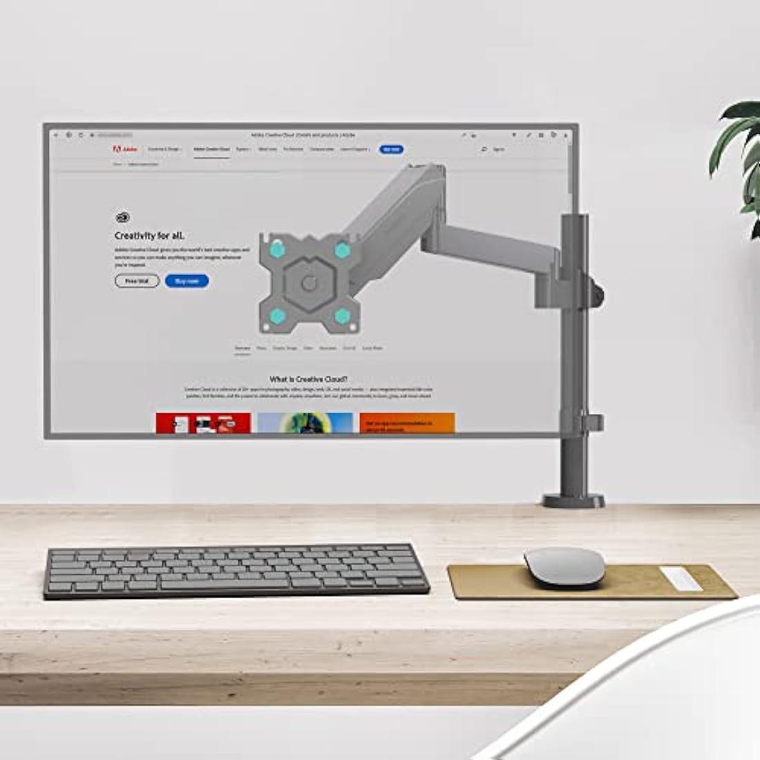 ONKRON Single Monitor Arm for 13 – 34 Inch Screens, Gas Spring Monitor Arm Desk Mount up to 8 kg, Screen Desk Clamp VESA 75x75 & VESA 100x100, Computer Screen Stand Tilt Swivel Rotation Black G70-B