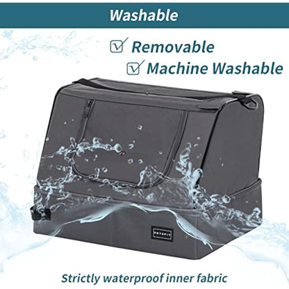 PETSFIT Travel Litter Box for Cats - Removable and Washable 2-Layer Leak-Proof Lining, Scratch-Resistant Fabric with Sturdy Support Frame, Portable Litter Box, Lightweight Gray