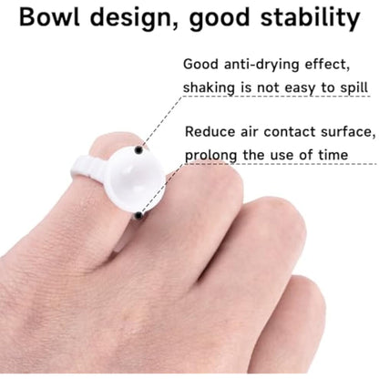 G2PLUS White Eyelash Glue Holder Ring - 100PCS Lash Extension Glue Rings - Small Disposable Plastic Glue Cups Rings for Eyelash Extension, Tattoo Application, Nails Extension