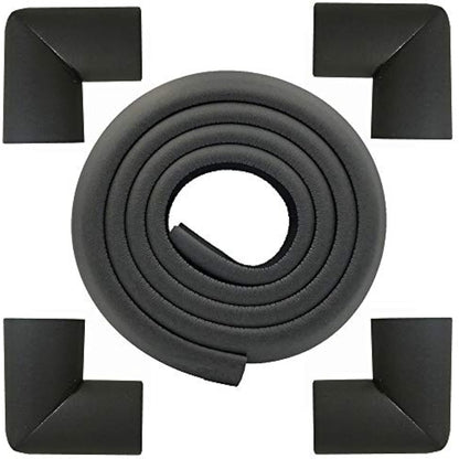 M2cbridge L Shape Extra Thick Furniture Table Edge Protectors Foam Baby Safety Bumper Guard 2 M (Black with 4 Corners)