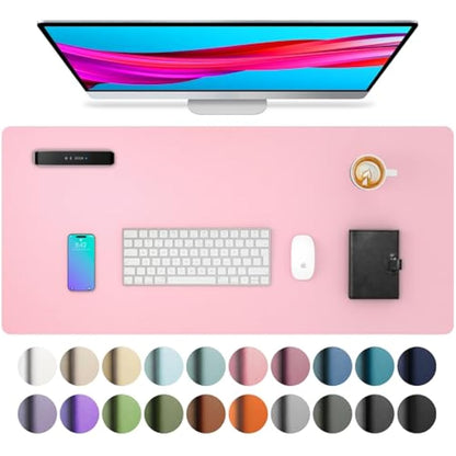 Aothia Leather Desk Pad Protector,Mouse Pad,Office Desk Mat, Non-Slip PU Leather Desk Blotter,Laptop Desk Pad,Waterproof Desk Writing Pad for Office and Home (80cm x 40cm, Fairy Pink)