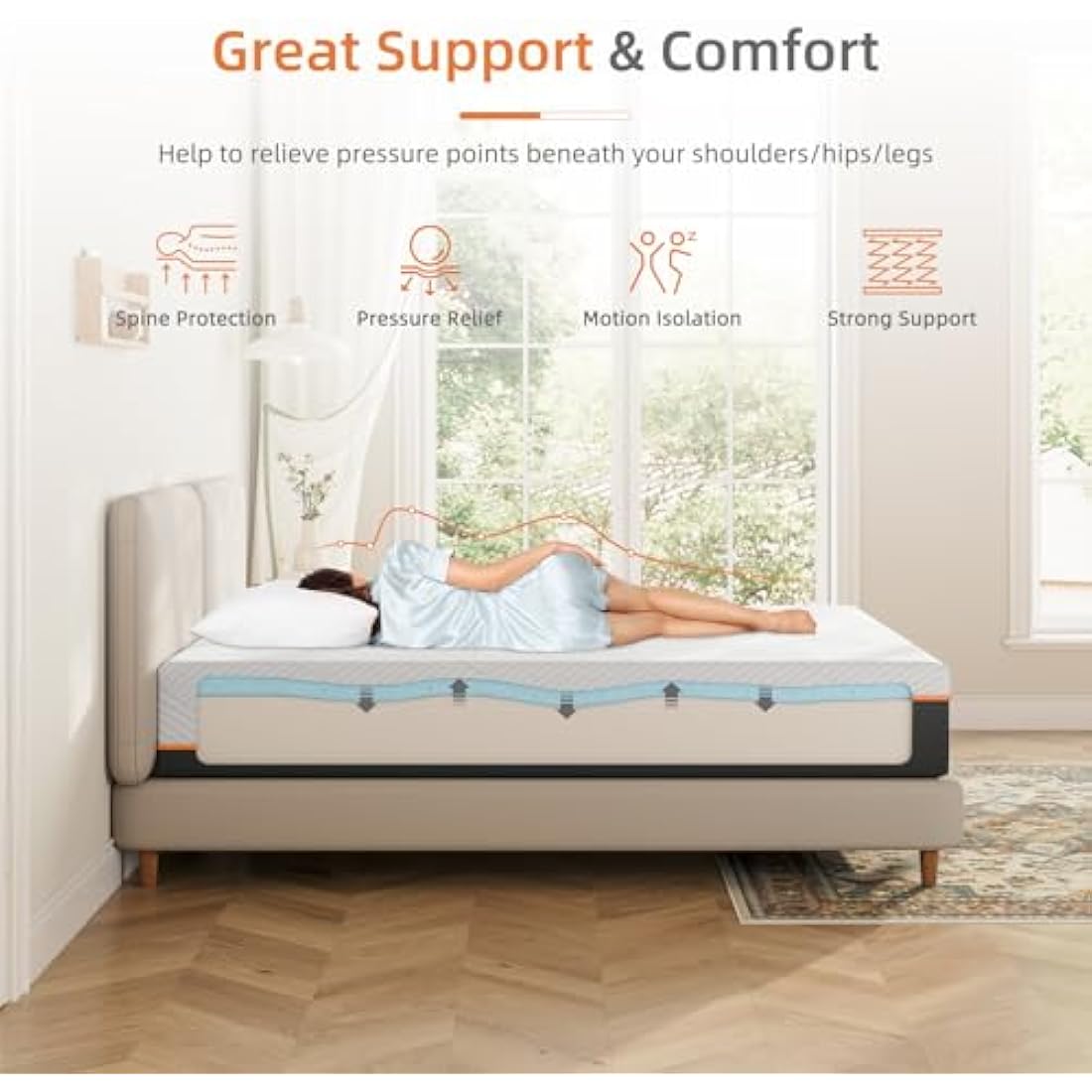 Vesgantti Small Double Mattress, 16CM Gel Memory Foam Small Double Mattress for Cool Sleep & Pressure Relief - Medium, 120x190x16CM, CertiPUR-US Certified