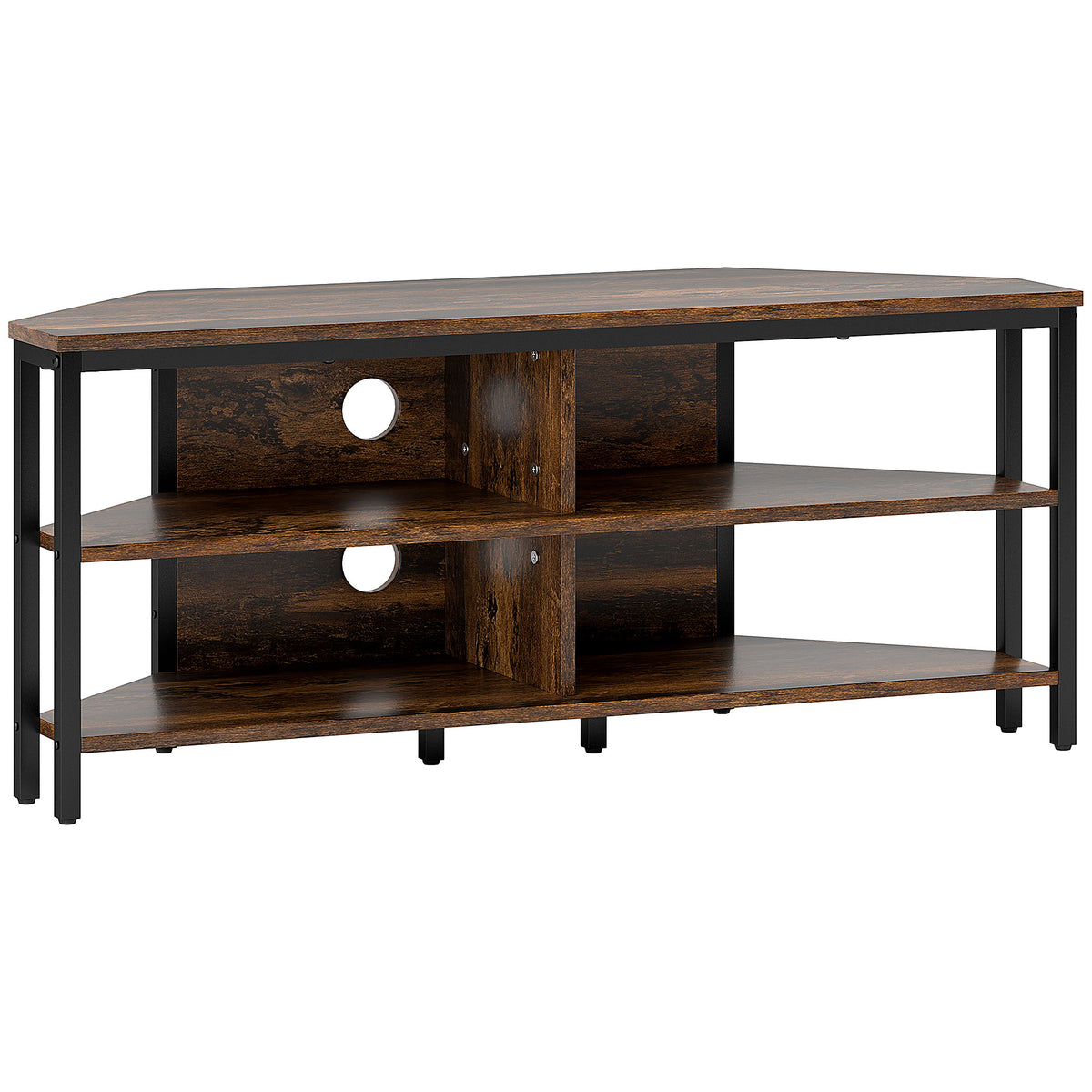 HOMCOM Industrial-Style Corner TV Unit - Black/Brown