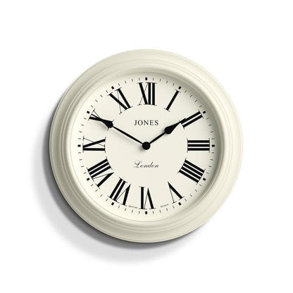 Jones Clocks Supper Club wall clock | Large classic round clock | 40cm | Pale cream | Roman numerals |Traditional design ideal for kitchen or living