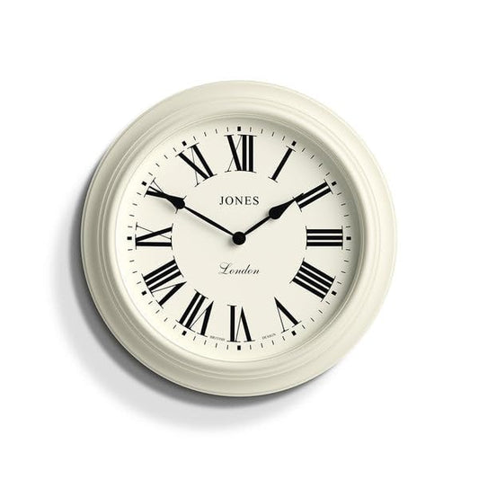 Jones Clocks Supper Club wall clock | Large classic round clock | 40cm | Pale cream | Roman numerals |Traditional design ideal for kitchen or living