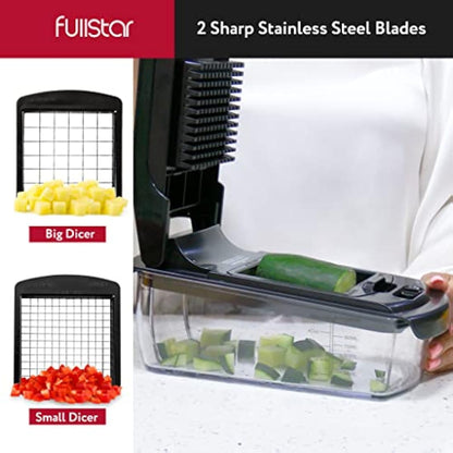 Vegetable Chopper Vegetable Cutter - Veggie Onion Salad Food Chopper Manual - Potato Chipper - Veg Chopper and Dicer - Kitchen Tools & Gadgets (9-in-1 Black)