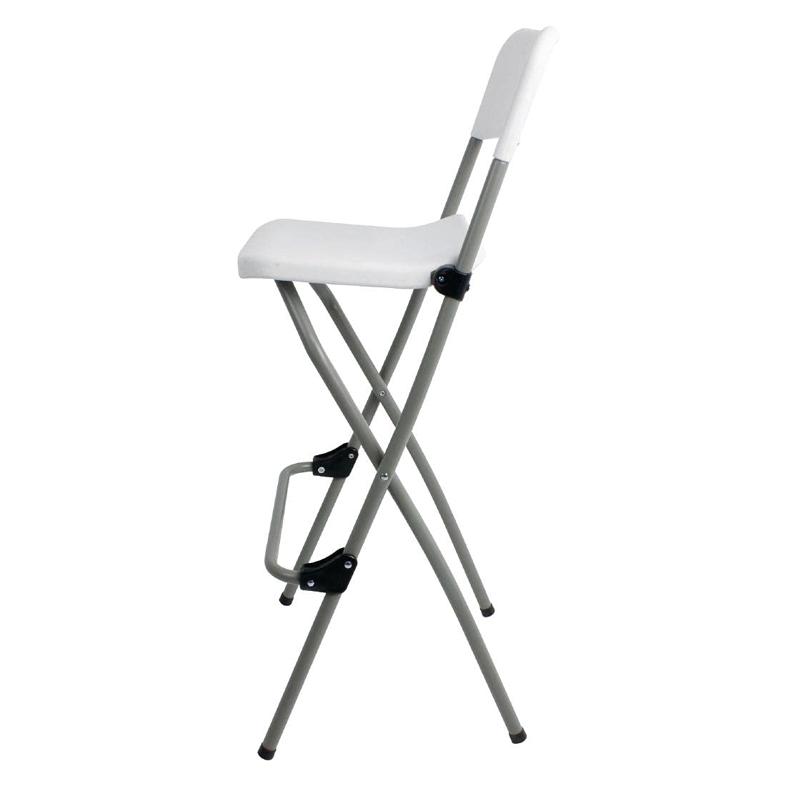 Bolero Folding High Stools Steel Frame Plastic Seat, Pack of 2, White