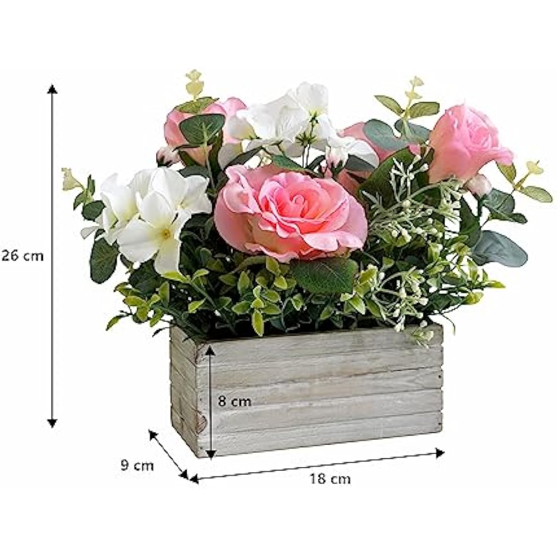 Mr.Bom Artificial Flowers Plants Fake Pink Roses Hydrangeas Floral Arrangements in Pots for Home Wedding Table Centerpieces Indoor Outdoor Decoration