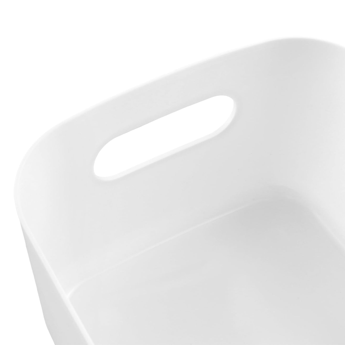 MAHIONG 15 PCS White Plastic Storage Boxes, 25 x 16.5 x 10cm White Storage Baskets with Handle, Kitchen Cupboard Organiser