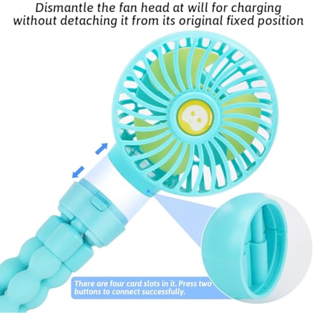 Portable Pram Fan, Personal Rechargeable USB Fans Clip On Baby Car Seat Small Mini Handheld Fan, With Removable Tripod 3 Speed 360° Rotate 2500 mAh Battery for Stroller Push Chair Crib Treadmill Bike