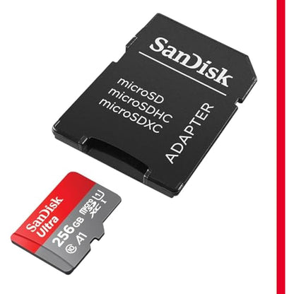 SanDisk 256GB Ultra microSDXC card + SD adapter, Memory card Full HD, up to 150 MB/s, For smartphones and Tablets, with A1 App Performance, UHS-I, Class 10, U1