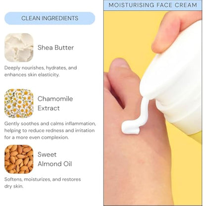 LAV Moisturising Face Care Bundle, Face Cream, Foaming Cleanser, Lip Butter with Headband and Bag (white, yellow, green)