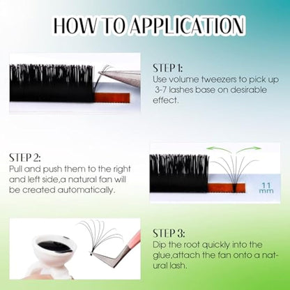 Gemerry Easy Fan Lash Extensions D curl 0.10mm 8-14mm Mixed Tray Noir Russian Volume Automatic Blooming Self Fanning Lashes Long Individual Volume 3D 4D 5D 6D 8D Lash Fan (0.10-d curl-mix 8-14mm)