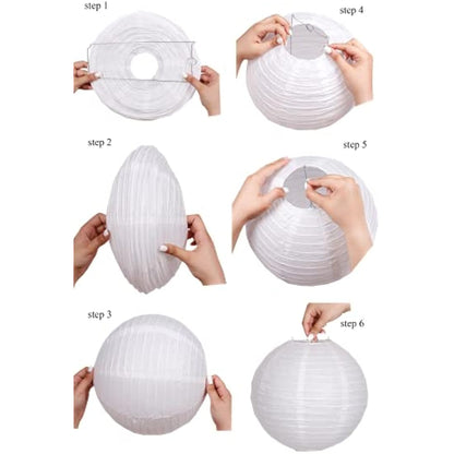 White Paper Lanterns Packs of 3 Round Paper Lanterns Lampshade Party Decorations (All White, 12" (30 Cm))