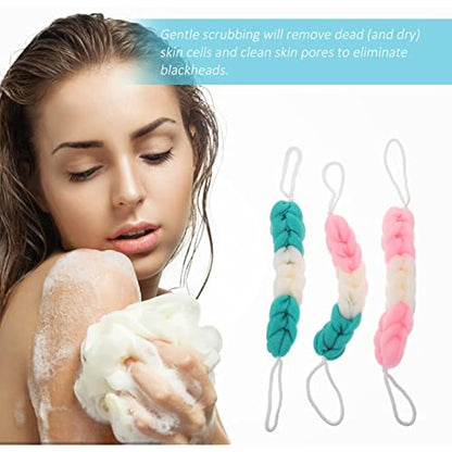 ROSENICE 3pcs Bath Shower Mesh Puff Sponge Back Scrubber Exfoliating Loofah (Random Color)