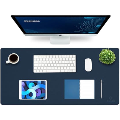 K KNODEL Large Office Leather Desk Mat, Mouse and Keyboard Pad, Computer and Laptop Mat, Desktop Protector and Cover, Writing Pad and Blotter (90x43cm, Dark Blue)
