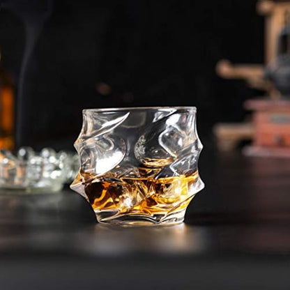 KANARS Whiskey Glasses Set, No-Lead Crystal Whisky Glass 320 ml for Whisky, Cocktail, Martini, Bourbon, Tequila, 4-Piece, Unique Stylish Gift Box
