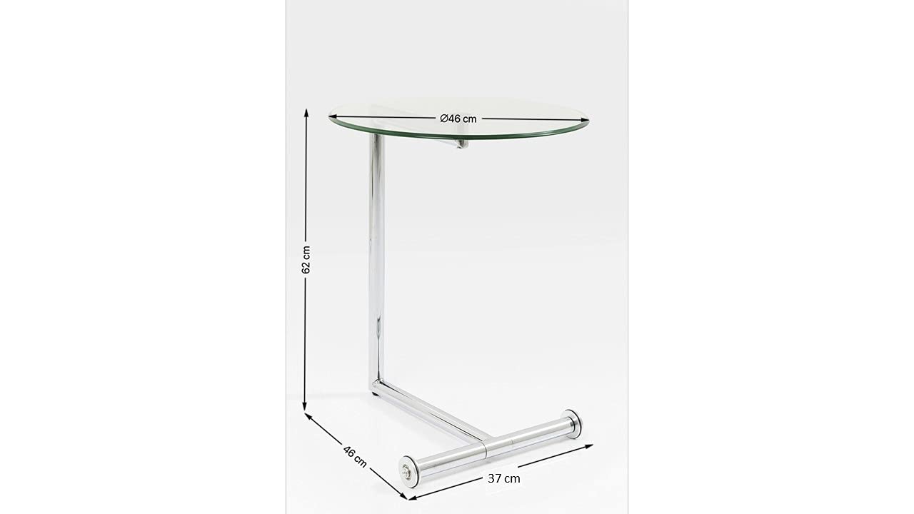 Kare Design Side Table Easy Living Clear, Silver, Steel Chromed, Safety Glass, Coffee Table, Table for Living Room, bedroom, hallway, 63x46x46 cm