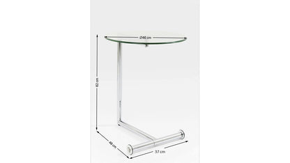Kare Design Side Table Easy Living Clear, Silver, Steel Chromed, Safety Glass, Coffee Table, Table for Living Room, bedroom, hallway, 63x46x46 cm