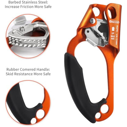 NewDoar UIAA & CE Certified Hand Ascender Rock Climbing Tree Arborist Rappelling Gear Equipment Rope Clamp for 8~13MM Rope