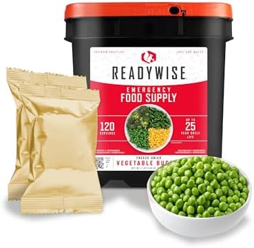 ReadyWise, 120 Servings, Vegetable Bucket, Freeze Dried, 20 Years Shelf Life, Emergency Food