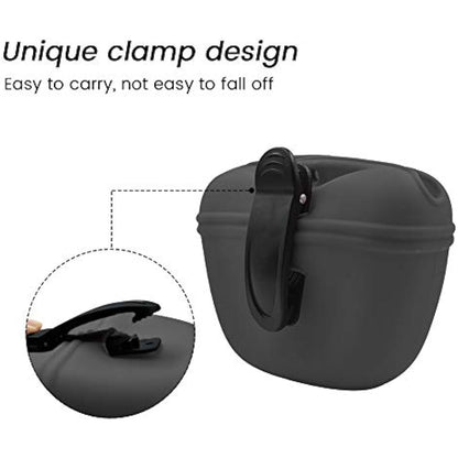 AUDWUD Silicone Dog Treat Pouch,Clip on Portable Training Container,Convenient Magnetic Buckle Closing and Waist Clip,No BPA