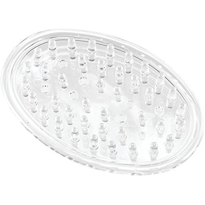 iDesign Hand Soap Holders, Small Oval Soap Dish Made of Durable Plastic, Set of 3 Practical Soap Trays for Bathroom, Toilet or Kitchen Sink, Clear
