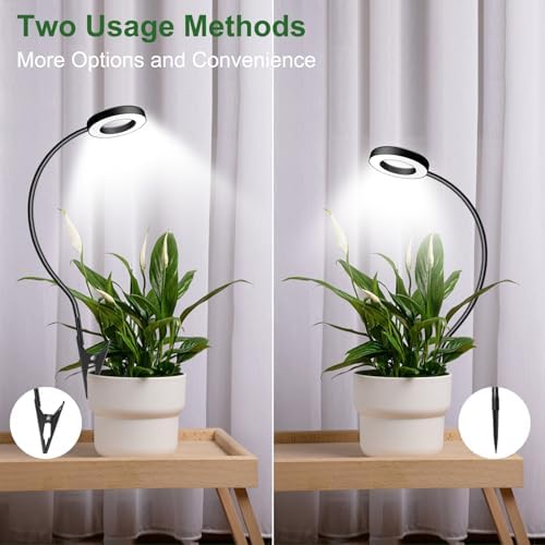 Wolezek Grow Lights for Indoor Plants, Clip On 6500K Full Spectrum LED Grow Light, Two Installation Options Plant Light, 3 Colors Grow Lamp with 360° Gooseneck, 6/12/16H Timer, 5 Brightness, 2 Pack