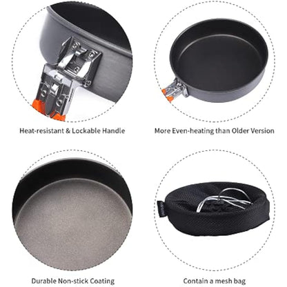 Fire-Maple Nonstick Camping Frying Pan | Durable Lightweight Camp Cookware for Cooking Egg Steak | Omelette Pan Griddle Tableware with Folding Handle | Portable Backpacking Skillet 0.9 Litre