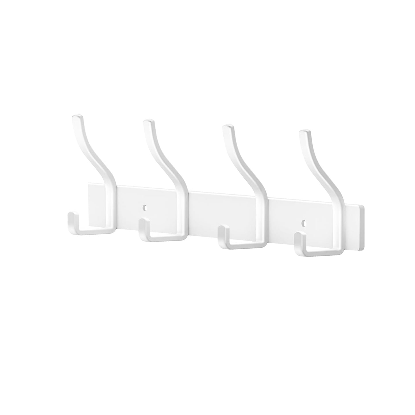 MEIJO Coat Hooks Wall Mounted Stainless Steel, White Coat Rack Wall Mounted with 4 Hooks Heavy Duty Coat Hooks for Door, Bathroom, Bedroom, Kitchen
