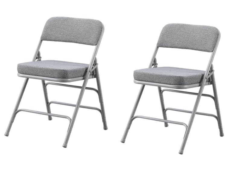 CHAIRABLE Padded Folding Chairs with Thick Cushion, 2 Pack Grey