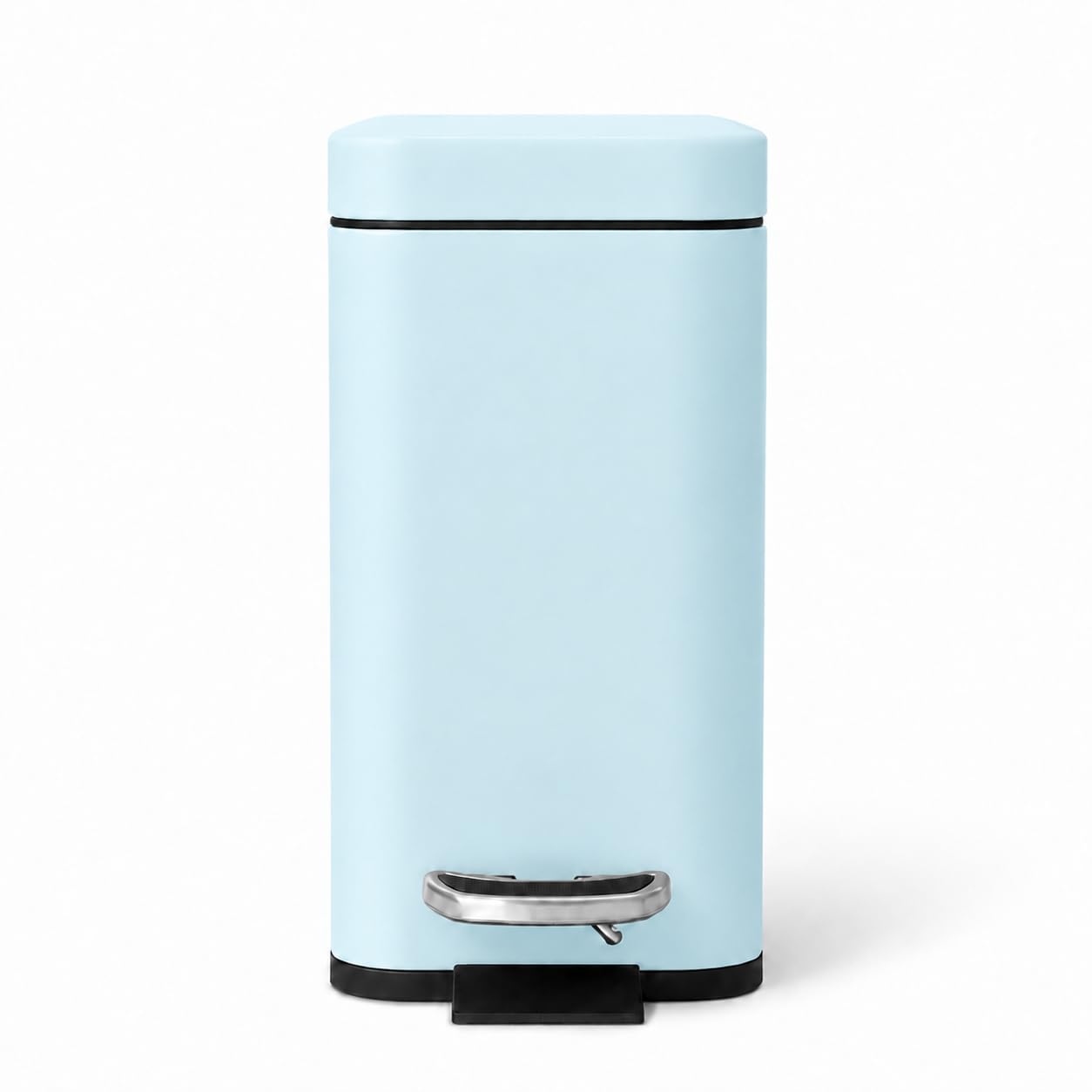 Home Zone Living 1.3 Gallon Bathroom Trash Can with a Lid, Stainless Steel Wastebasket with Slim Shape and Step Pedal for Home and Office