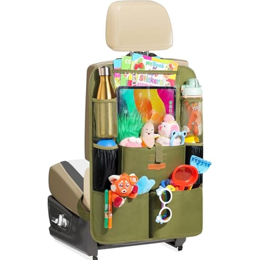 SURDOCA Car Organiser Car Seat Organiser - 4th Generation Enhanced Car Organiser Back Seat for up to 11-inch Tablet Holder, 8 Pockets, Kids Toy Storage, Water Proof Back Seat Protector for Kids