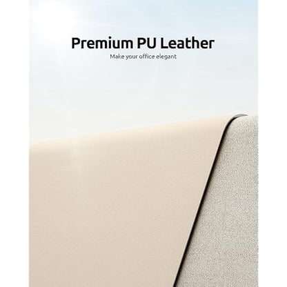 YSAGi Leather Desk Mat, Large Mouse Mat, Non-Slip Desk Pad, Waterproof PU Leather Table Protector Writing Pad for Office and Home (80 x 40 cm, Beige)