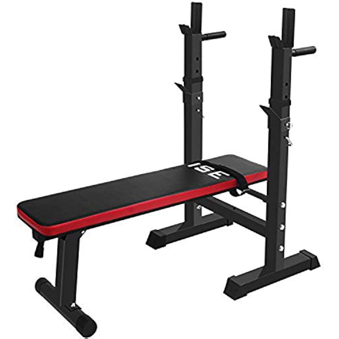 ISE Multifunction Weight Bench Fitness Weight Training Bench Set with 5 Levels Adjustable Shelf（91-110CM）and Dip Handles, Home/Gym Exercise Foldable, SY-544