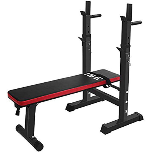 ISE Multifunction Weight Bench Fitness Weight Training Bench Set with 5 Levels Adjustable Shelf（91-110CM）and Dip Handles, Home/Gym Exercise Foldable, SY-544
