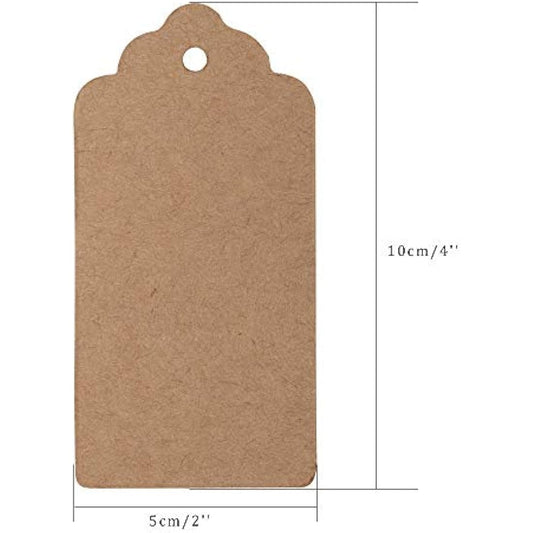 G2PLUS Kraft Paper Gift Tags - 200PCS Large Plain Gift Tags -5x10CM Brown Blank Labels with String for Presents, 300g/m²