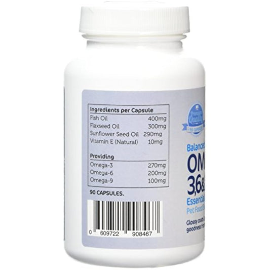 Imexa Balanced Omega 3, 6 and 9 Essential Fatty Acids Softgel Capsules for Dog 1000mg (Pack of 90)