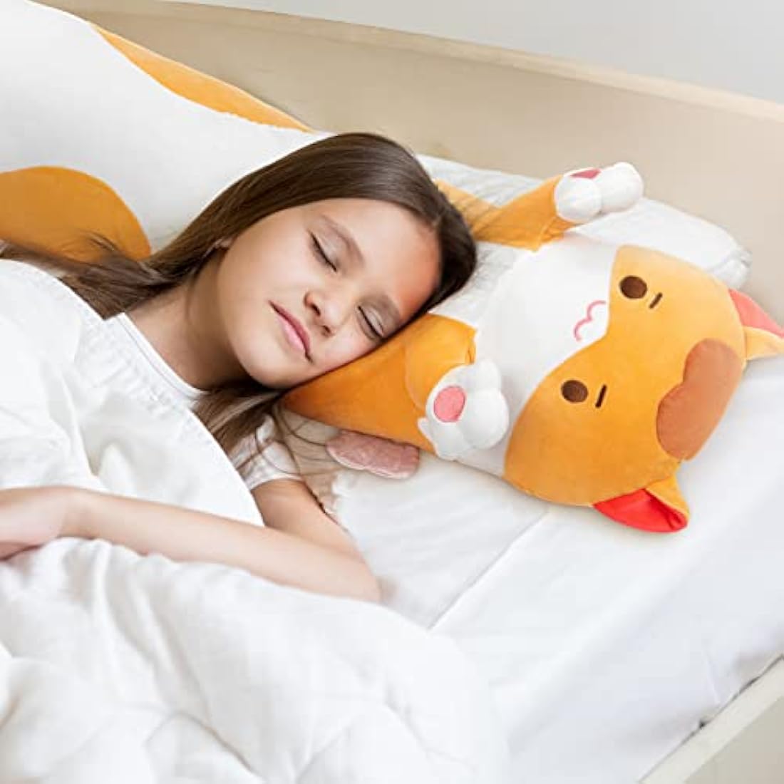 Mewaii 28in Long Cat Plush Pillows Stuffed Animals Squishy Pillows - Plushie Cute Kitty Sleeping Hugging Plush Pillow Soft Toys for Kids(Orange)