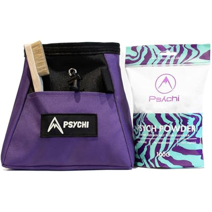 Psychi OG Climbing Chalk Bag Bucket Bundle - Starter Pack for Rock Climbing, Gym, Weightlifting - 7 Fun Colour Options - Includes Chalk Bucket, Loose Climbing Chalk & Bouldering Brush