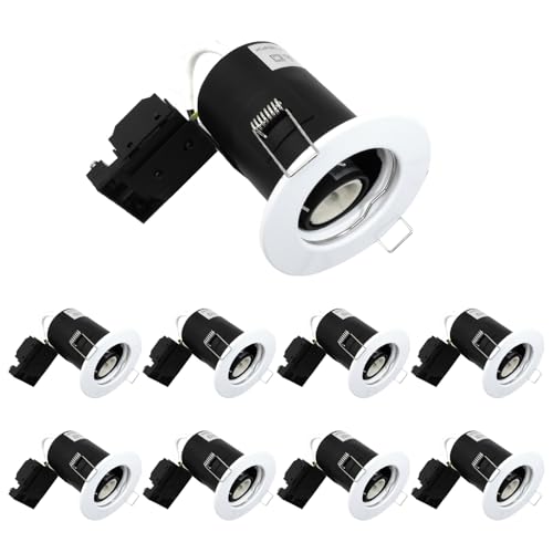 Wondlumi 8X Fire Rated Downlights, White IP20 Spot Lights Recessed Ceiling Lights Spotlights Fitting 240V for Bedroom, Living Room, No Bulbs
