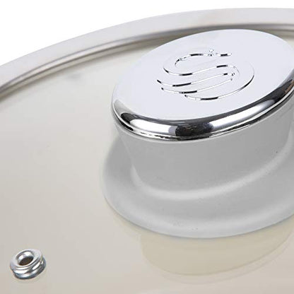 Swan SWPS5020GRN Retro 5 Piece Aluminium Pan Set with Glass Lid, Non-Stick Ceramic Coating, Grey