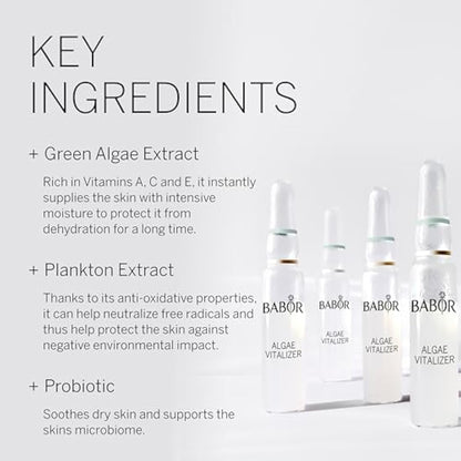 BABOR Algae Vitalizer Serum Ampoules for the Face, with Green Algae Extract for a Revitalised Complexion, Vegan Formula, 7 x 2 ml Concentrated Ampoules