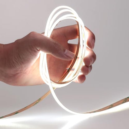 GOMING 49.2ft/15M DC 24V COB LED Strip Light Cool White 6000K 5760LEDs CRI 93+ 11000lm Uniform Glow Not Waterproof IP20 Flexible LED Tape Lights for