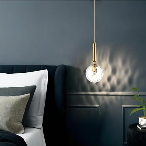 LFsem Modern Glass Globe Pendant Light Fixtures,Glass Ball Ceiling Chandelier Hanging Lamp for Bedroom Dining Room Restaurant Living Room (Transparent