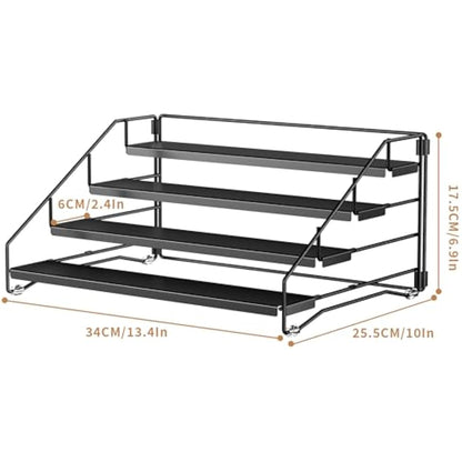 ZDDLOINP 4-Tier Spice Rack for Countertop, Kitchen Spice Rack, Depth Adjustable Spice Racks Organiser for Counter, Cupboard, Pantry 1 Pack NOT INCLUDE SPICE JARS